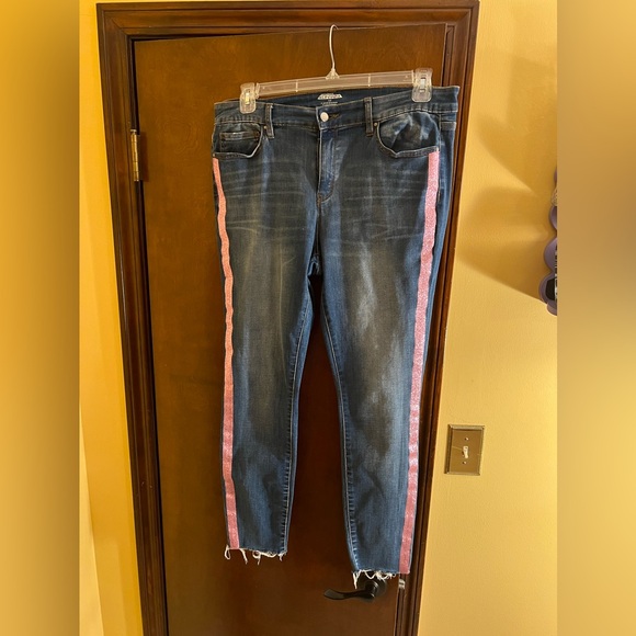 project RUNWAY Denim - Project runway jeans, pink glitter leg detailing, size 12